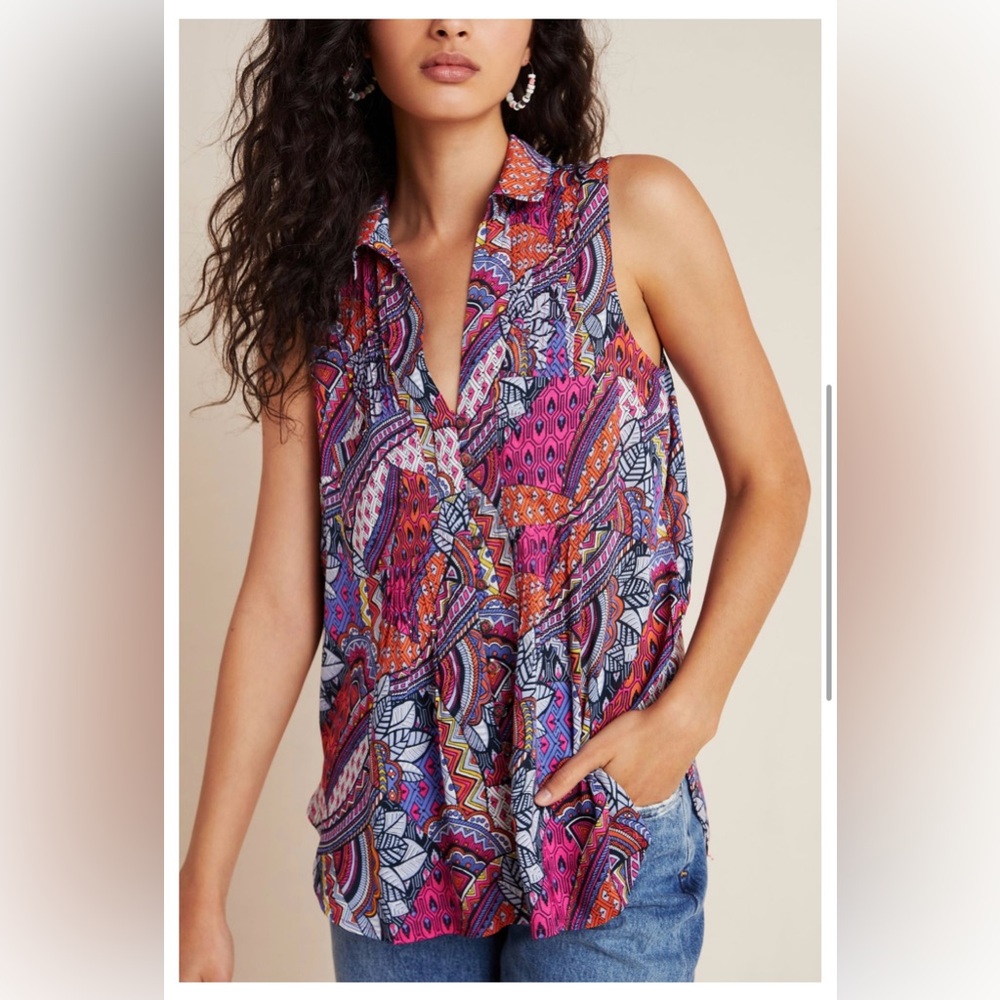 Maeve Whimsical Pintucked Blouse